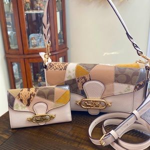 Coach Patchwork Crossbody Bag and Wallet - Beige, Yellow, Brown